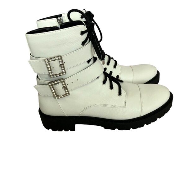 Jessica Simpson Kerina White Combat Boots 8 - Picture 2 of 6